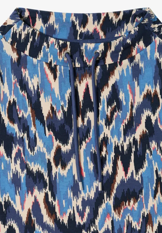 Langarmshirt mit Muster und Stehkragen