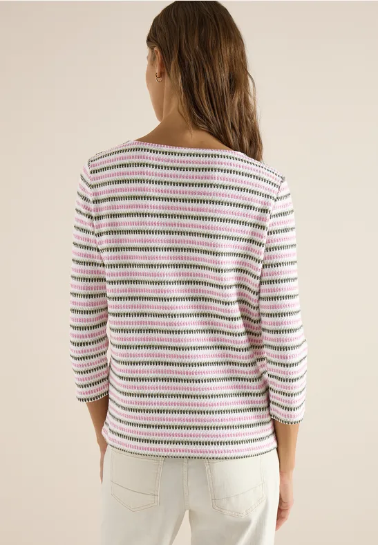 Gestreiftes Struktur-Strickshirt