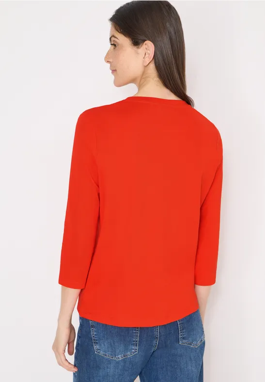 Essentielles Uni-T-Shirt mit V-Ausschnitt