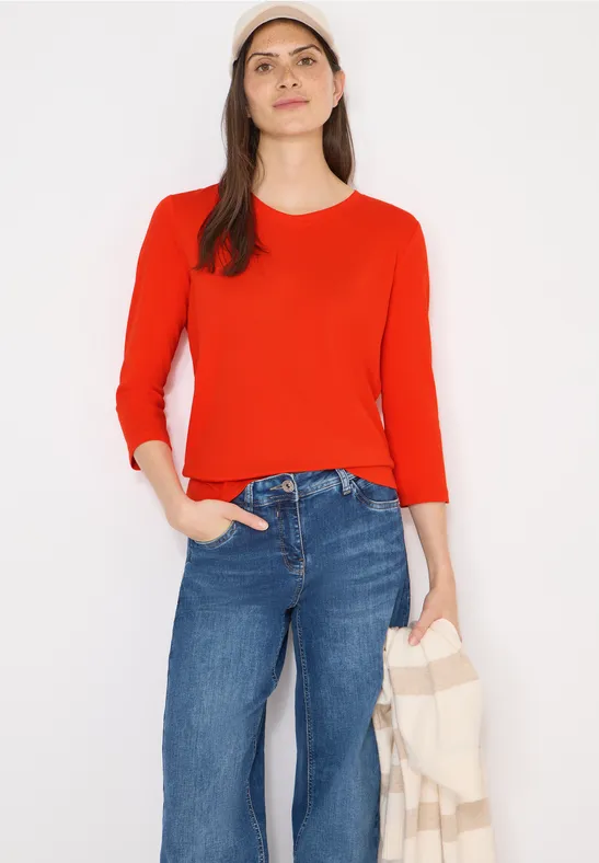 Essentielles Uni-T-Shirt mit V-Ausschnitt