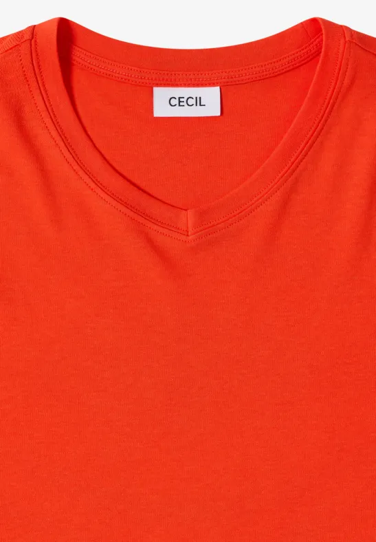 Essentielles Uni-T-Shirt mit V-Ausschnitt
