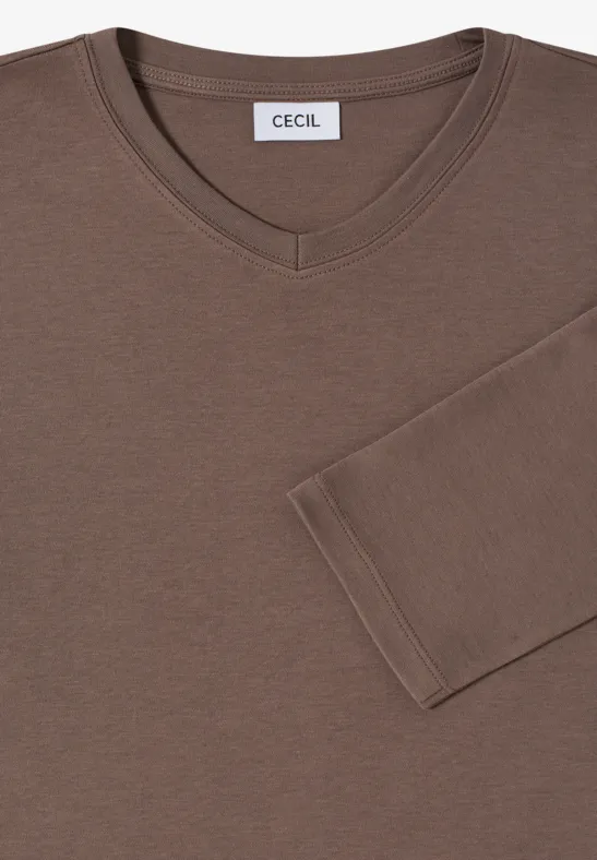 Beiges Essential T-Shirt mit 3/4-Ärmeln