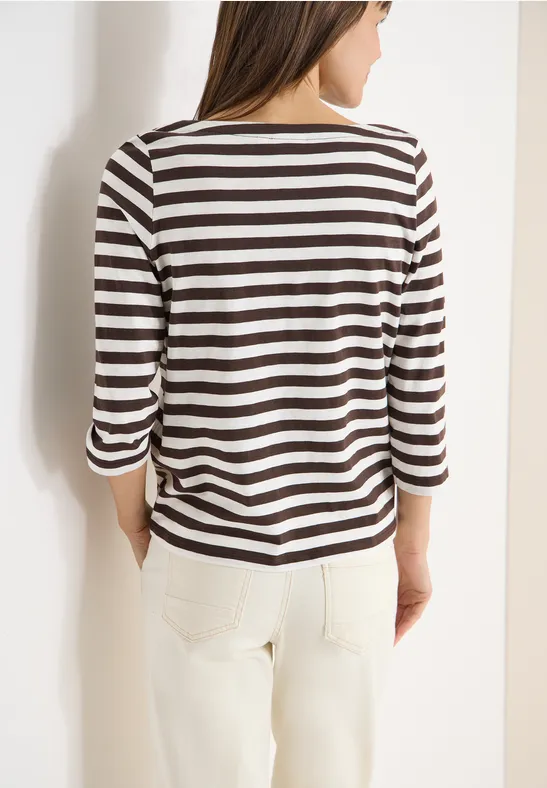 Gestreiftes Basic Shirt mit 3/4-Ärmeln