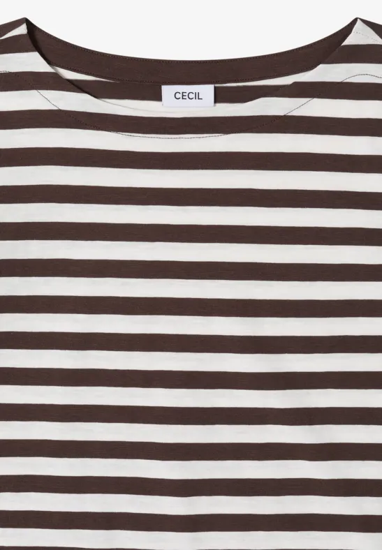 Gestreiftes Basic Shirt mit 3/4-Ärmeln