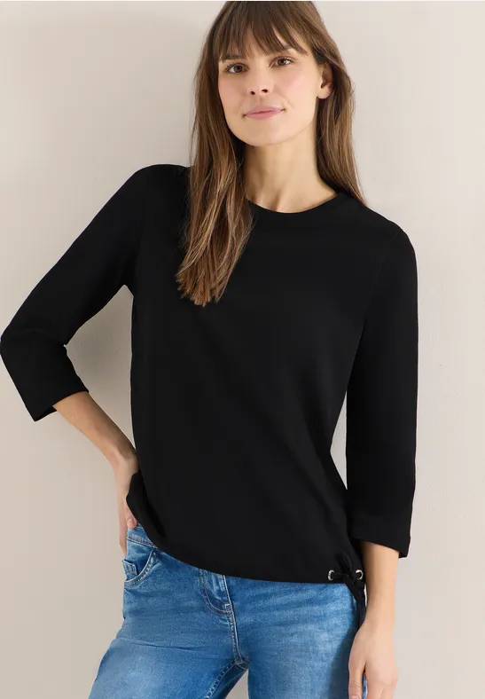 Lässiges Langarmshirt mit Tunnelzug am Saum