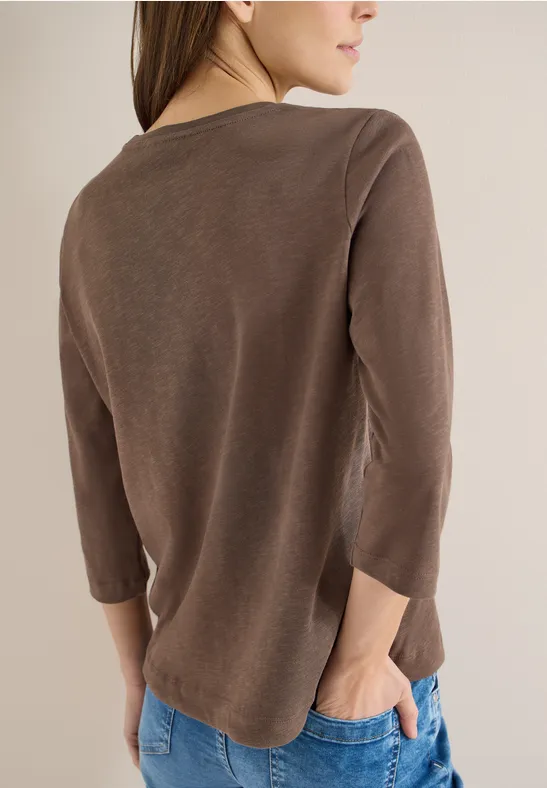 Lässiges Slub-Strickoberteil mit Kordelzug