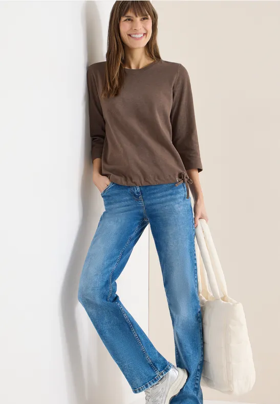 Lässiges Slub-Strickoberteil mit Kordelzug