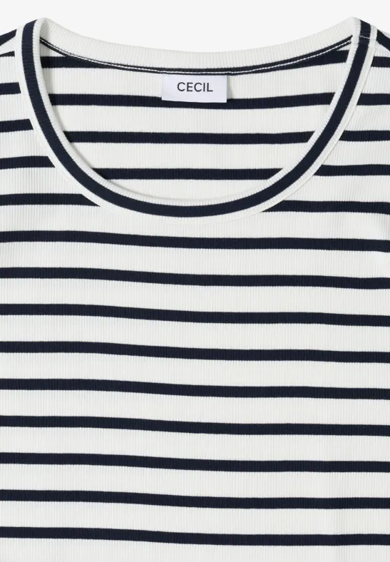 Gestreiftes Baumwoll-T-Shirt mit Rundhalsausschnitt
