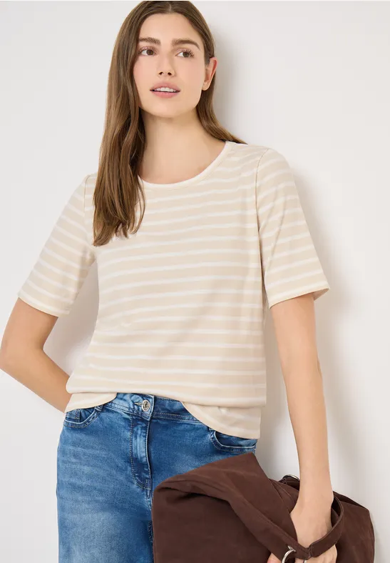 Gestreiftes T-Shirt aus Baumwollmischung