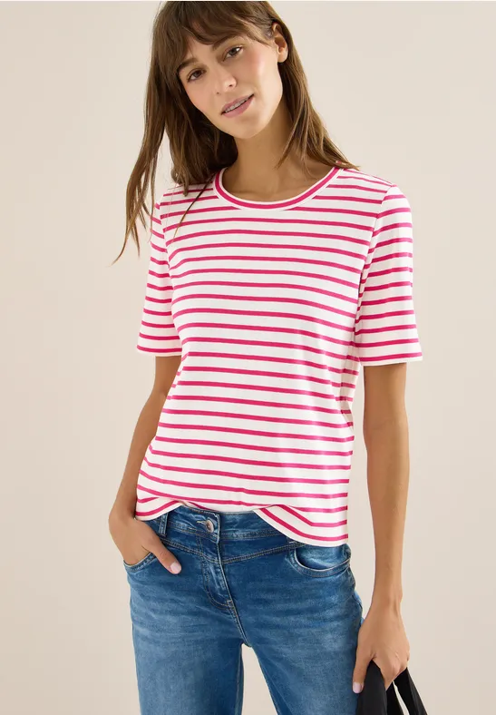 Gestreiftes T-Shirt aus Baumwollmischung