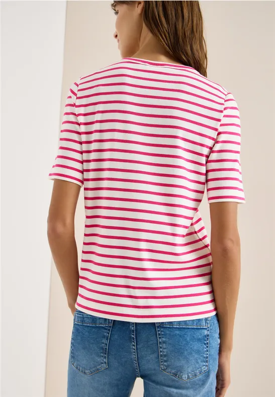 Gestreiftes T-Shirt aus Baumwollmischung