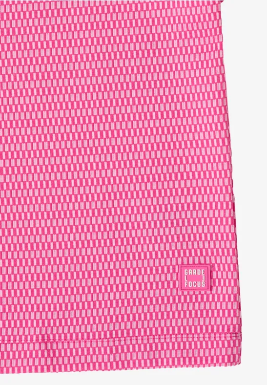Zweifarbiges Shirt mit Trichterkragen und kurzen Ärmeln