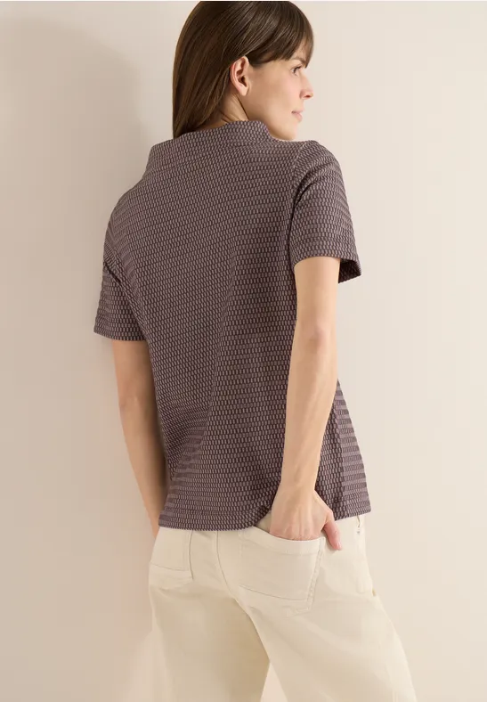 Zweifarbiges strukturiertes Kurzarm-T-Shirt