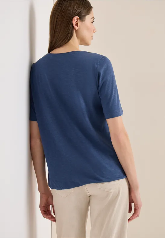 Damen T-Shirt im Tunika-Stil mit V-Ausschnitt