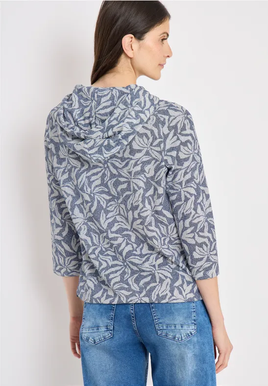 Hoodie mit floralem Print und 3/4-Ärmeln