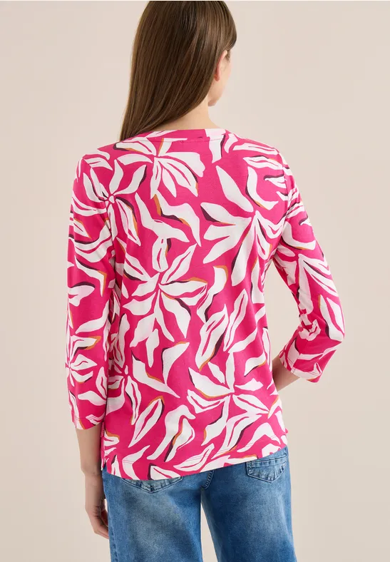 Shirt mit Blumendruck und 3/4-Ärmeln