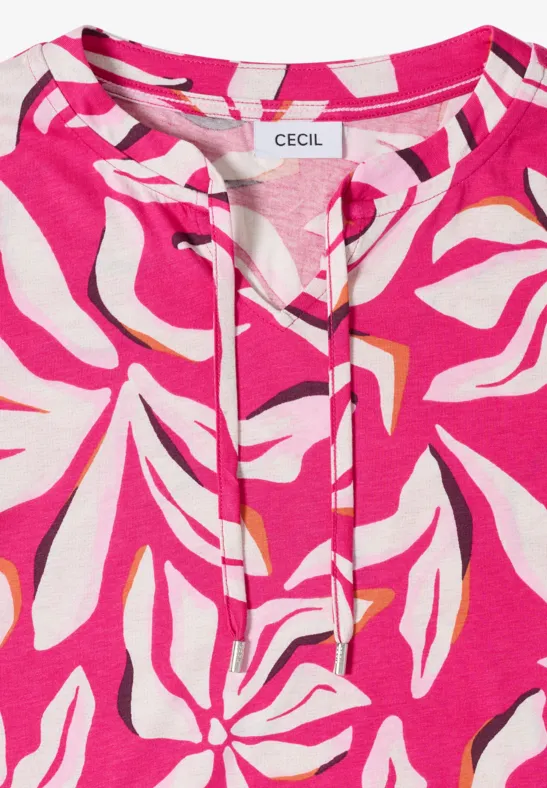 Shirt mit Blumendruck und 3/4-Ärmeln