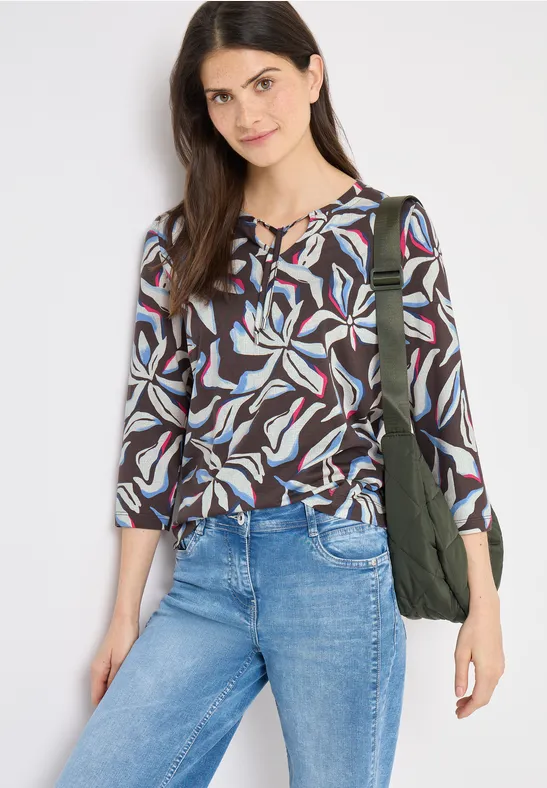 Geblümte Bluse mit 3/4-Ärmeln