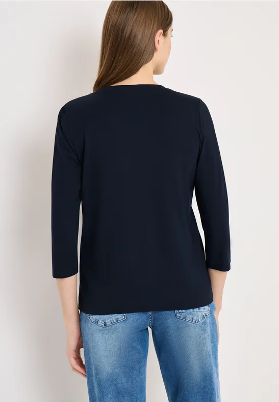 Marineblaues 3/4-Arm Oberteil mit Bindeband