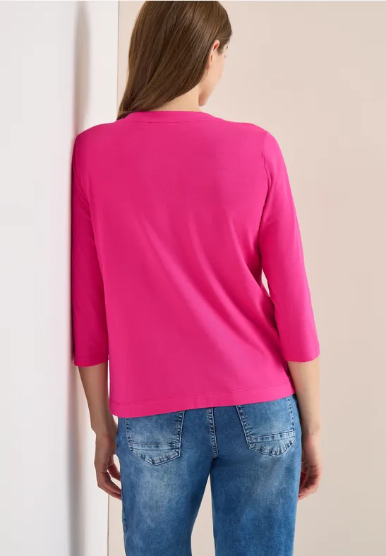 Pinkfarbenes 3/4-Arm Shirt mit Bindeband