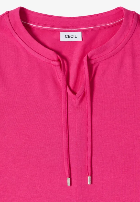 Pinkfarbenes 3/4-Arm Shirt mit Bindeband