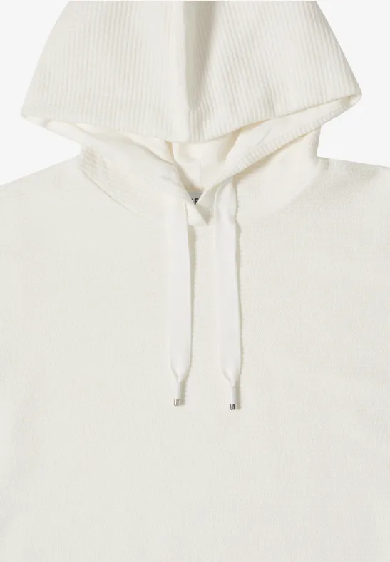 Kurzärmeliger Strick-Hoodie mit Struktur