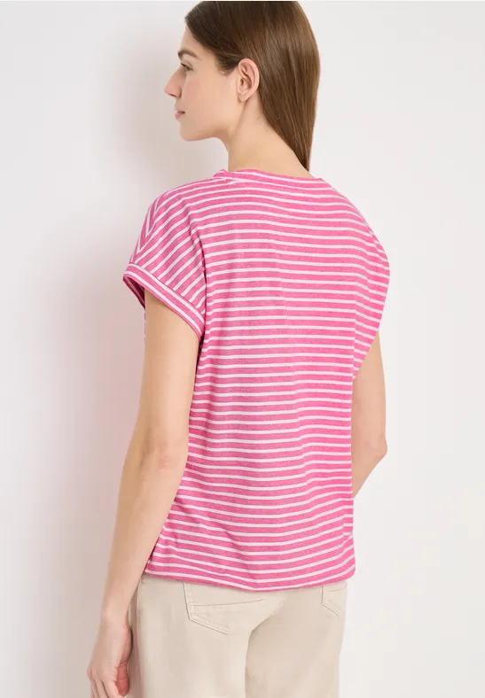 Gestreiftes Baumwoll Kurzarm T-Shirt
