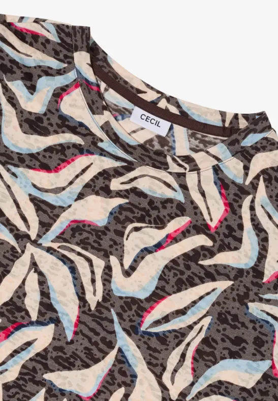 Kurzarmshirt mit floralem Burnout-Muster