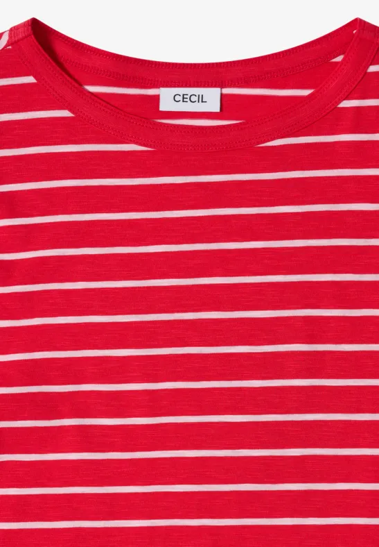 Gestreiftes T-Shirt mit U-Boot-Ausschnitt