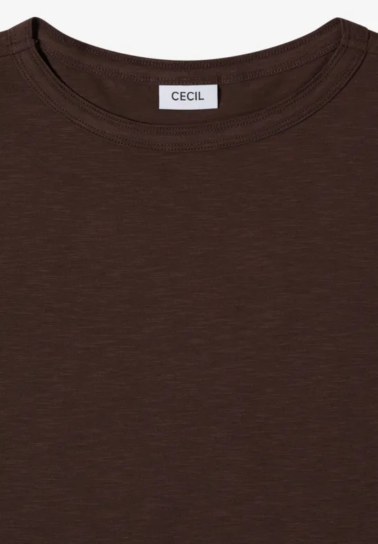 Braunes Kurzarm-Baumwoll-T-Shirt