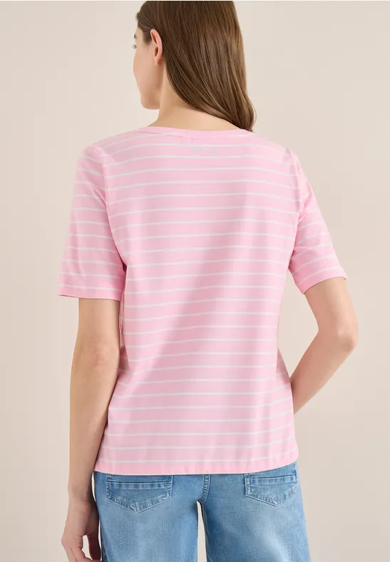 Gestreiftes Strass Grafik T-Shirt