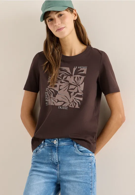 T-Shirt aus Baumwolle mit floralem Grafikdruck