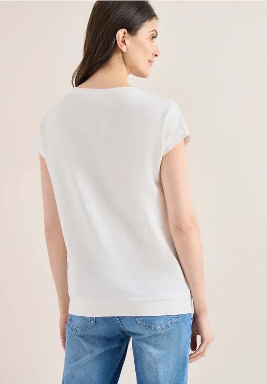 Damen T-Shirt mit Blumengrafik und Baumwollmischung