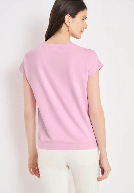 T-Shirt mit Blumendruck und Baumwollmischung