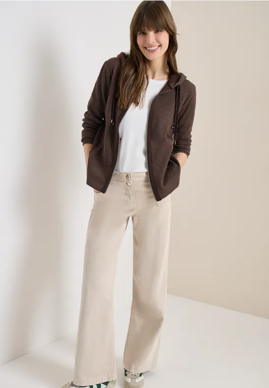 Braune Zip-Up Hoodie Jacke mit Taschen