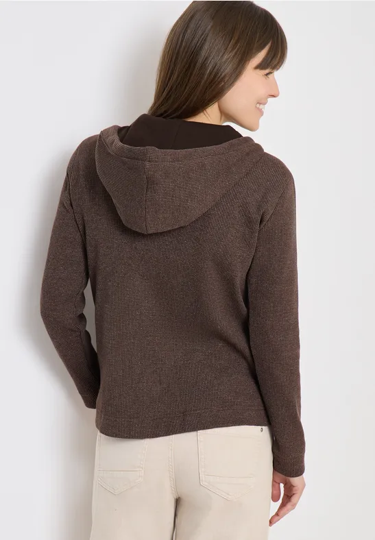 Braune Zip-Up Hoodie Jacke mit Taschen