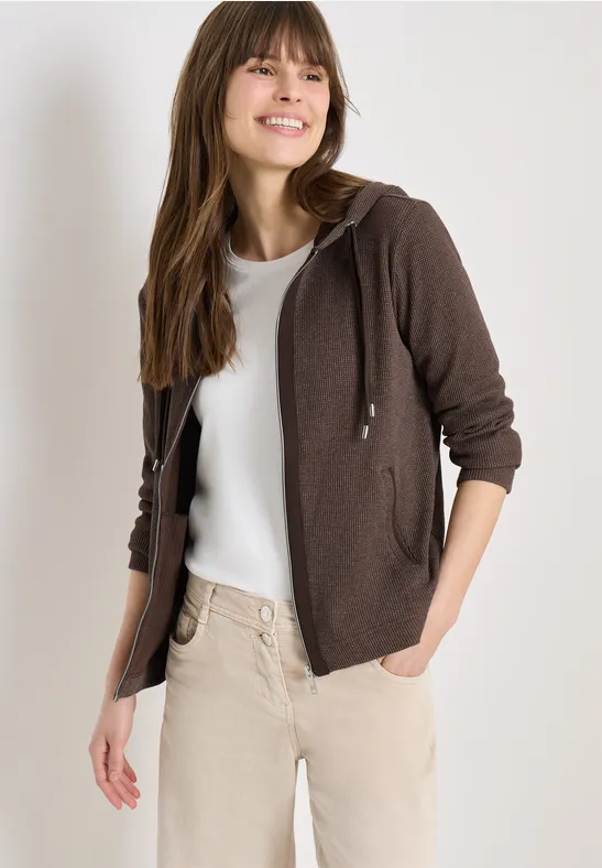 Braune Zip-Up Hoodie Jacke mit Taschen