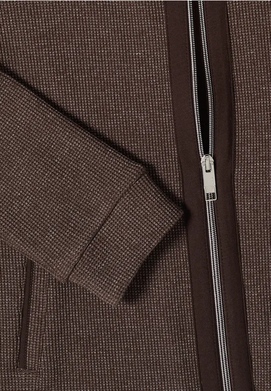 Braune Zip-Up Hoodie Jacke mit Taschen