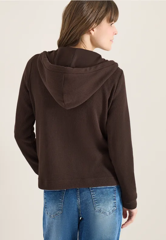 Braune Zip-Up Hoodie Jacke mit Taschen
