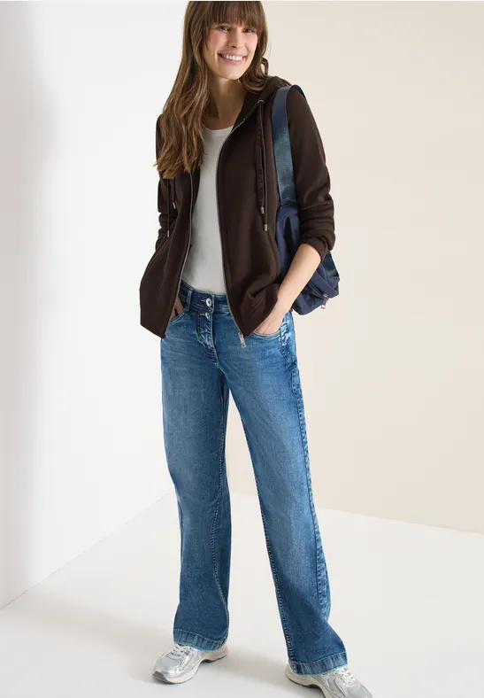 Braune Zip-Up Hoodie Jacke mit Taschen
