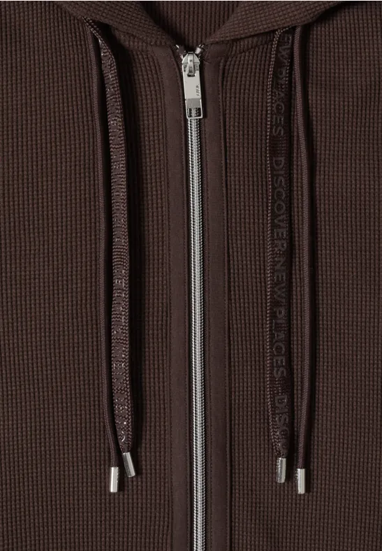 Braune Zip-Up Hoodie Jacke mit Taschen