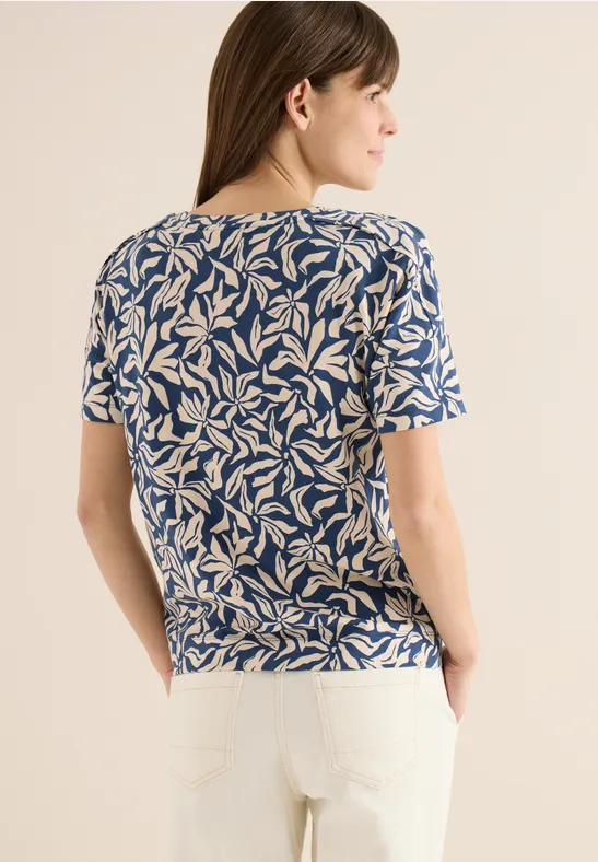 Top mit floralem Print und U-Boot-Ausschnitt