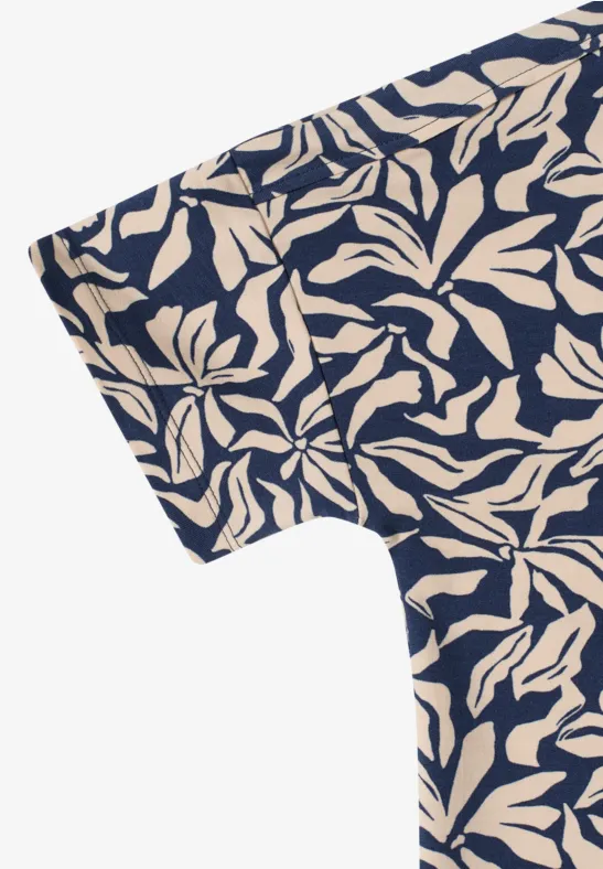 Top mit floralem Print und U-Boot-Ausschnitt