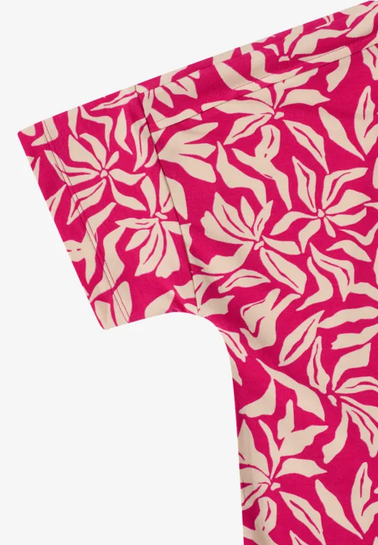 T-Shirt mit floralem Print und U-Boot-Ausschnitt