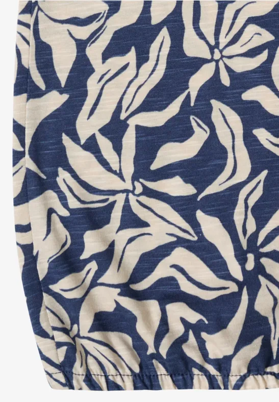 T-Shirt mit V-Ausschnitt und Blumenprint