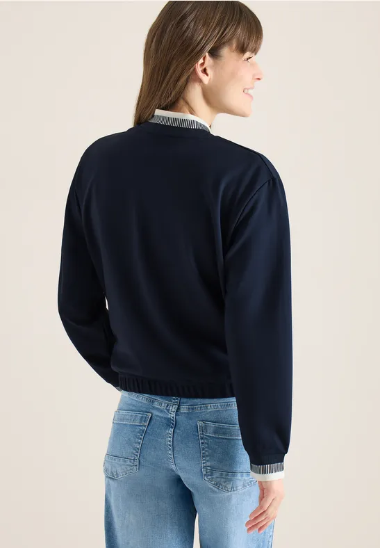 Damen Blouson Jacke aus Jersey, Marineblau