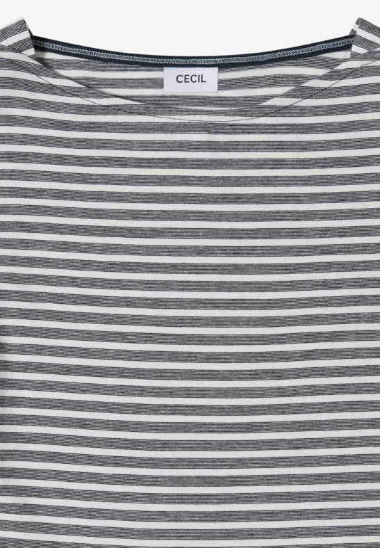 Gestreiftes Baumwoll-T-Shirt mit seitlicher Raffung