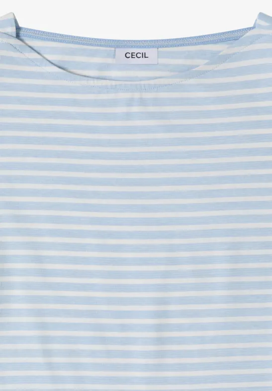 Gestreiftes Baumwoll-T-Shirt mit seitlicher Raffung