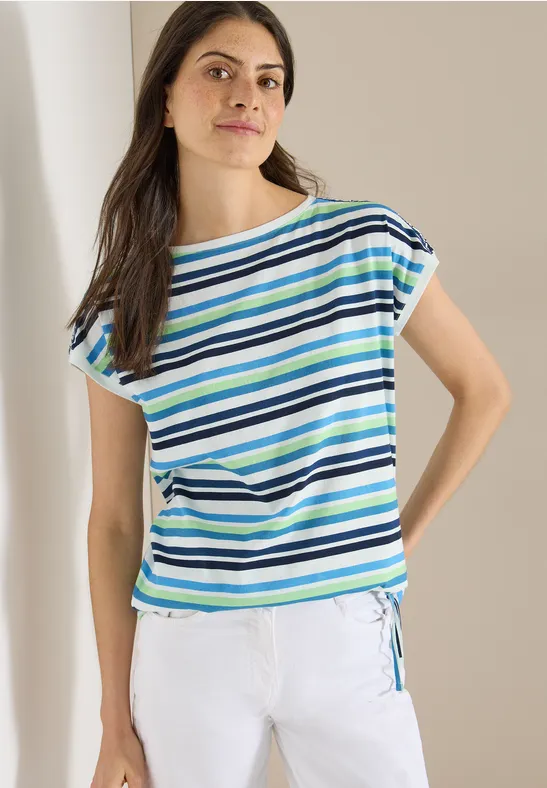 Gestreiftes T-Shirt mit seitlichem Bindedetail