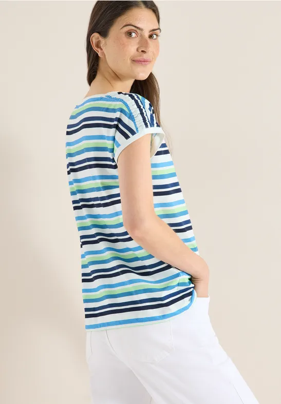 Gestreiftes T-Shirt mit seitlichem Bindedetail